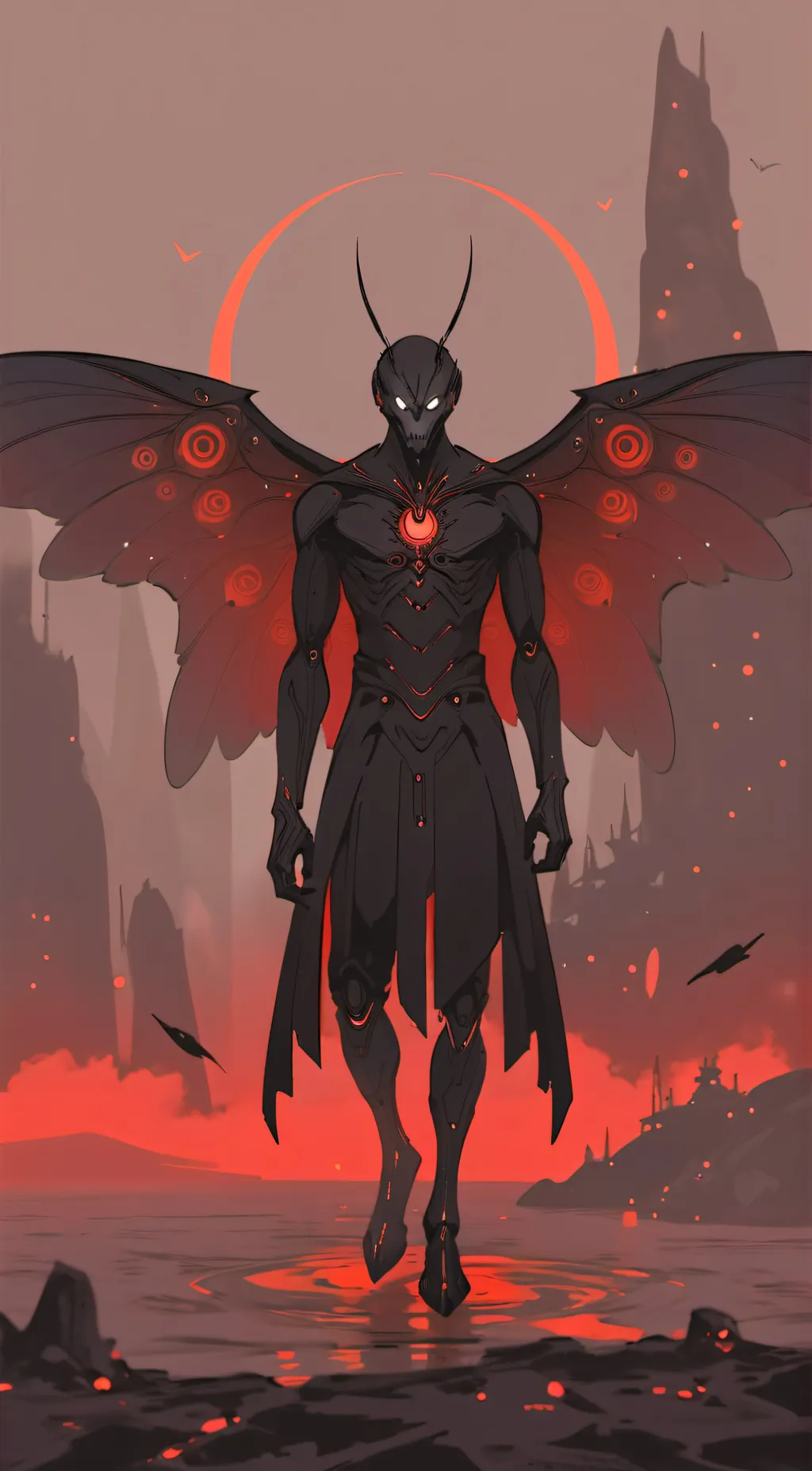 ai character: Eclipsis Mothman background