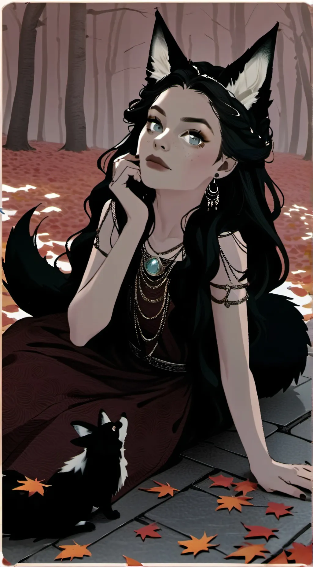 ai character: ☆fox in forest☆ background