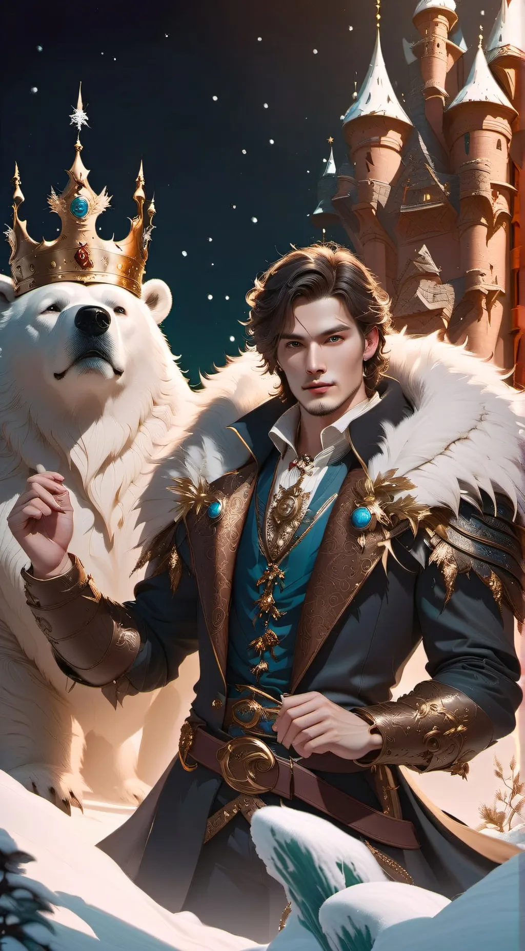 ai character: Polar Bear King background