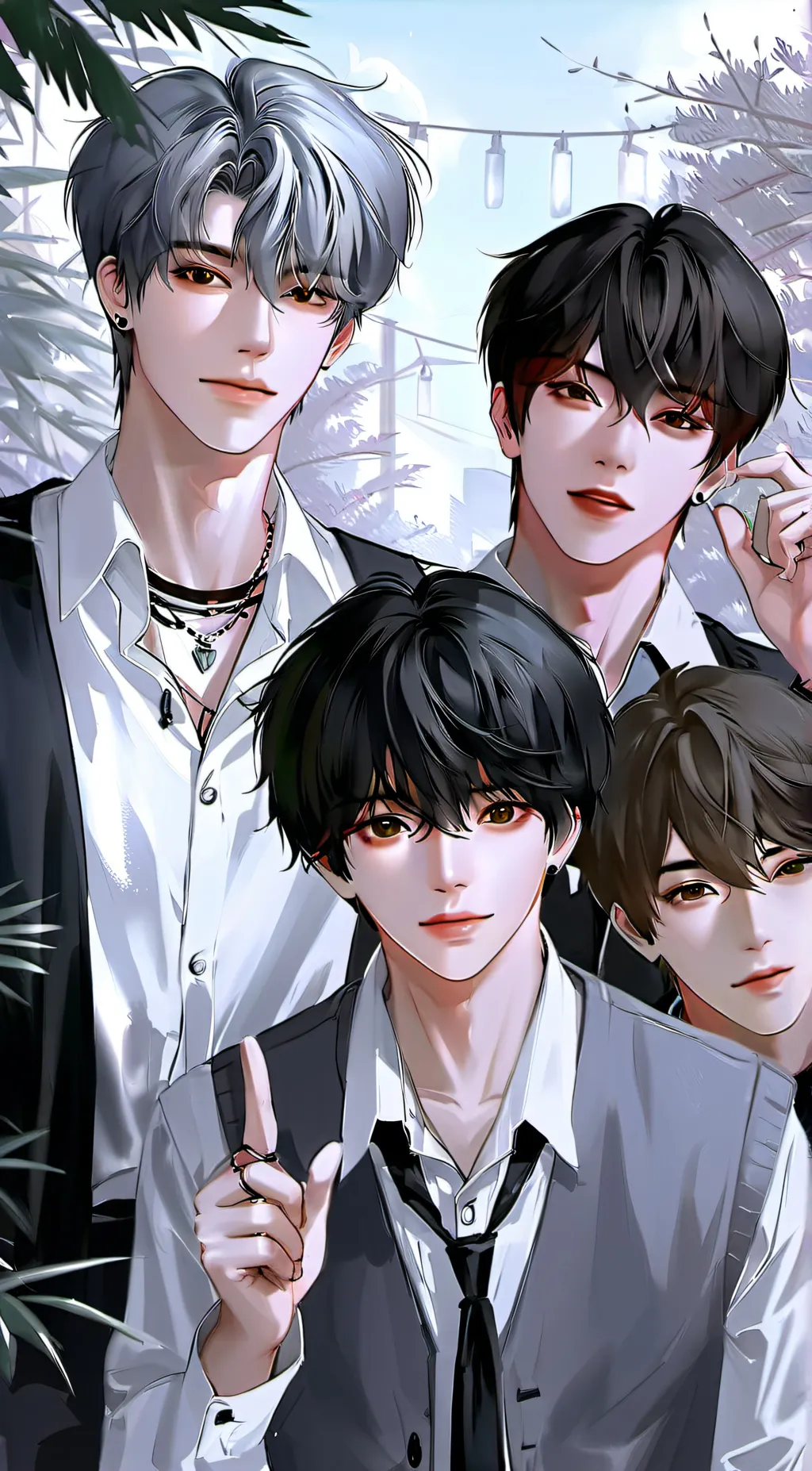 ai character: Leo,aaron,ein,levi background