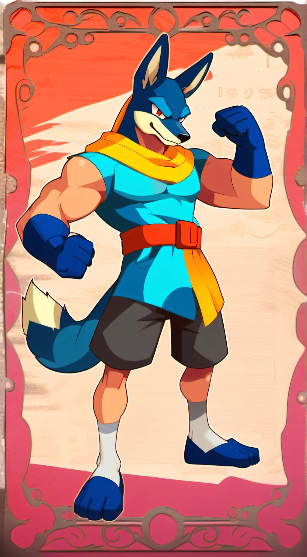 ai character: Buff Lucario  background
