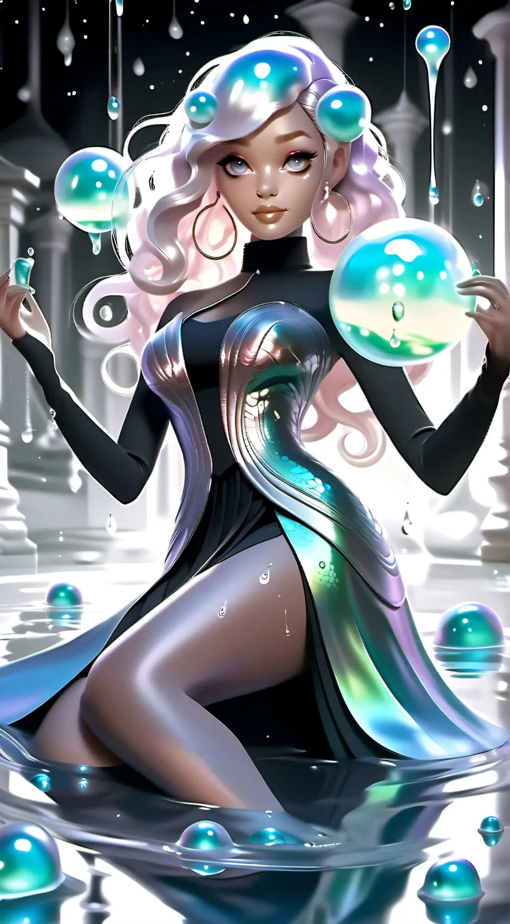 ai character: slime girl  background