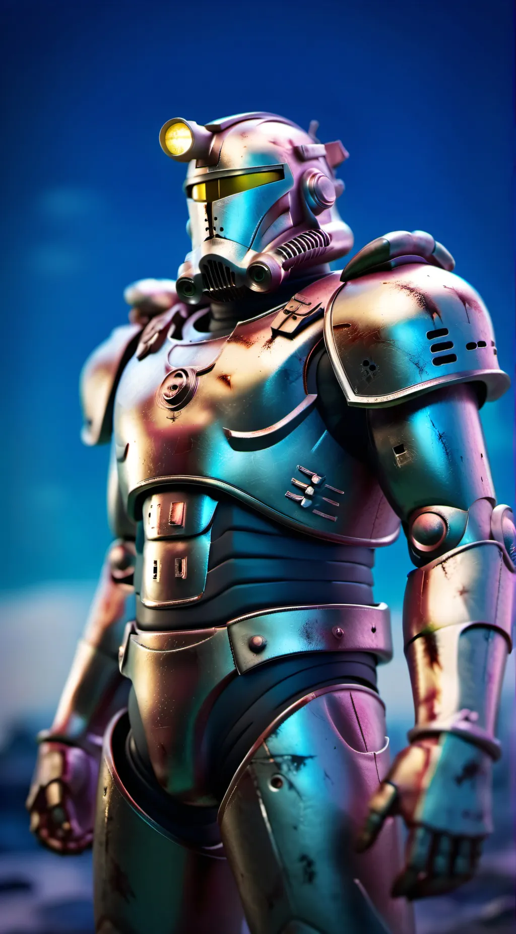 ai character: rusty suit  background