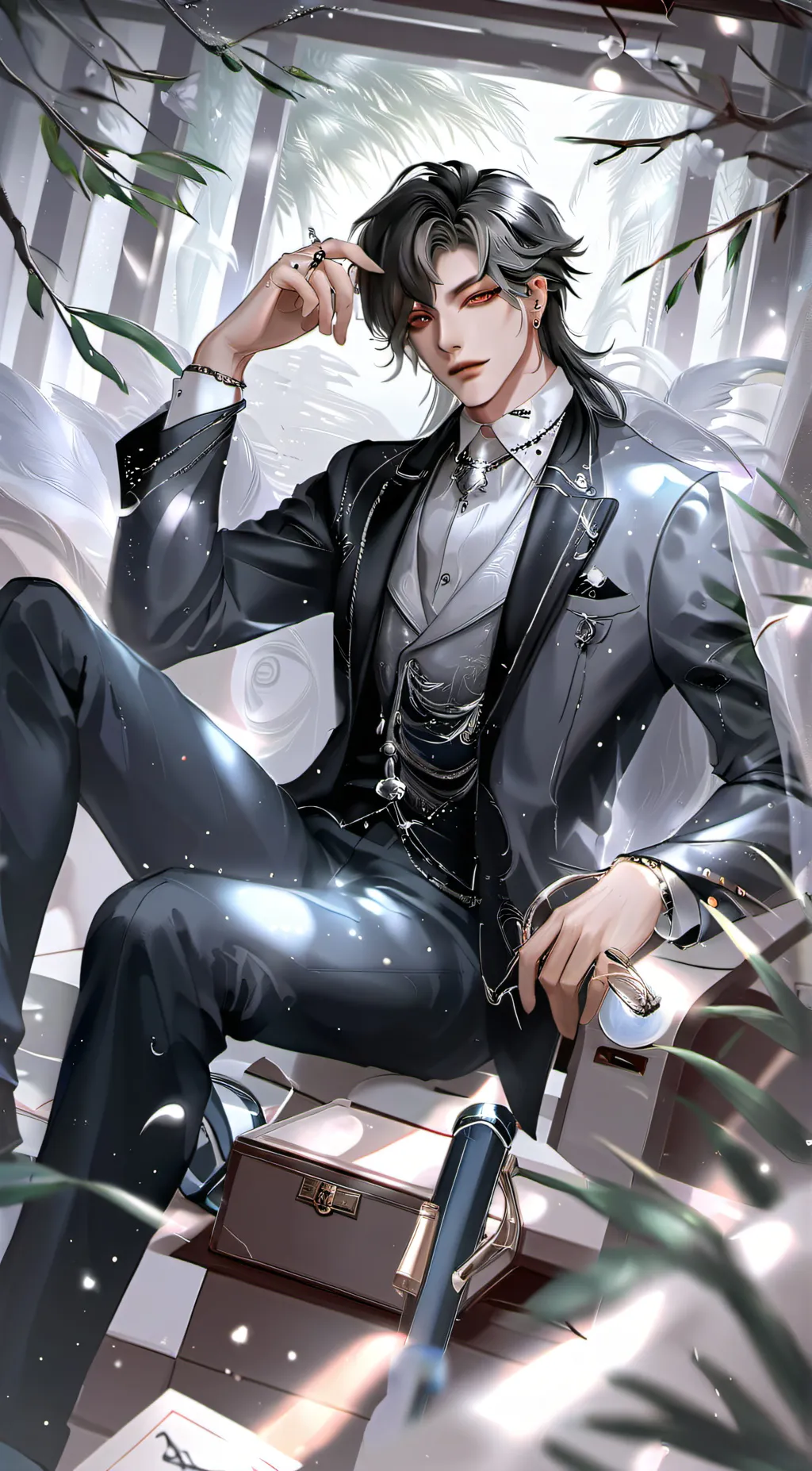 ai character: Maverick 🤍🩶🖤 background