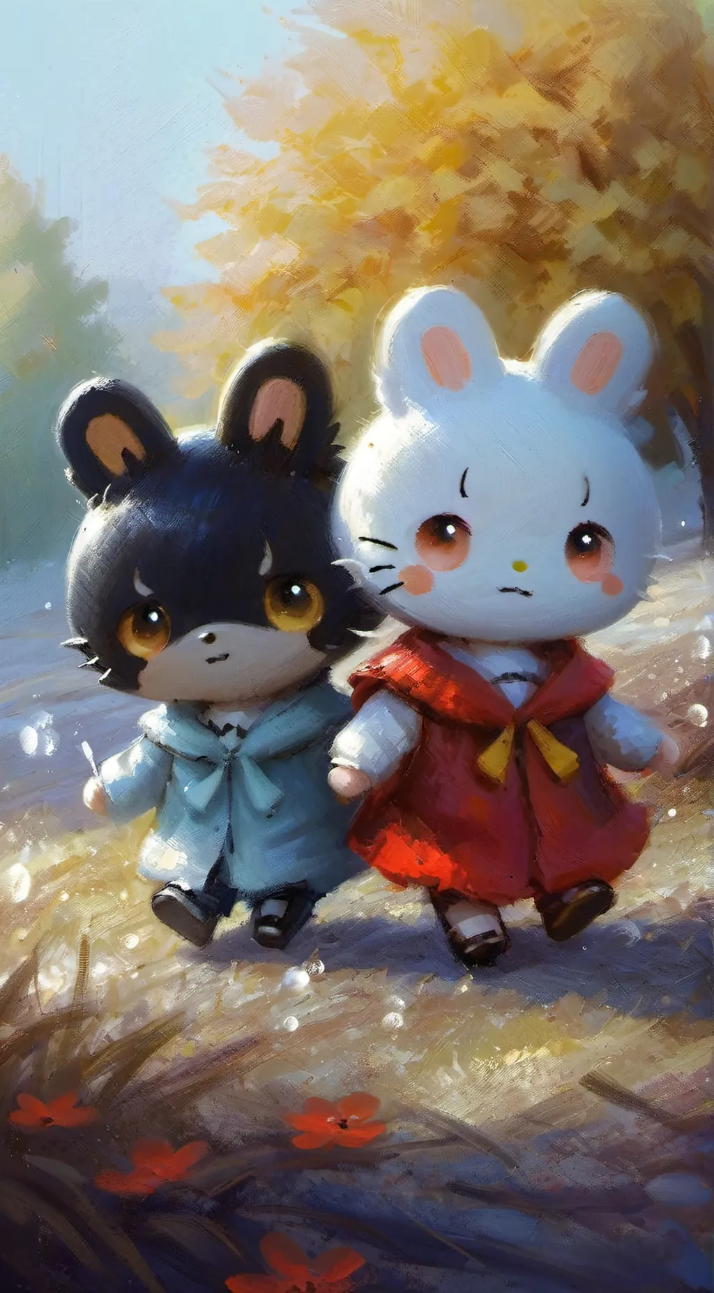 ai character: smiling critters background