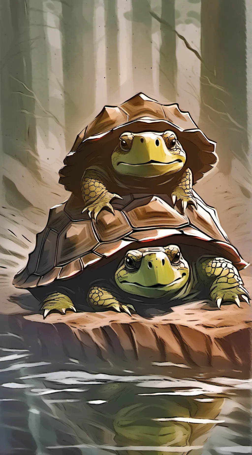 ai character: Turtle and wurtle  background
