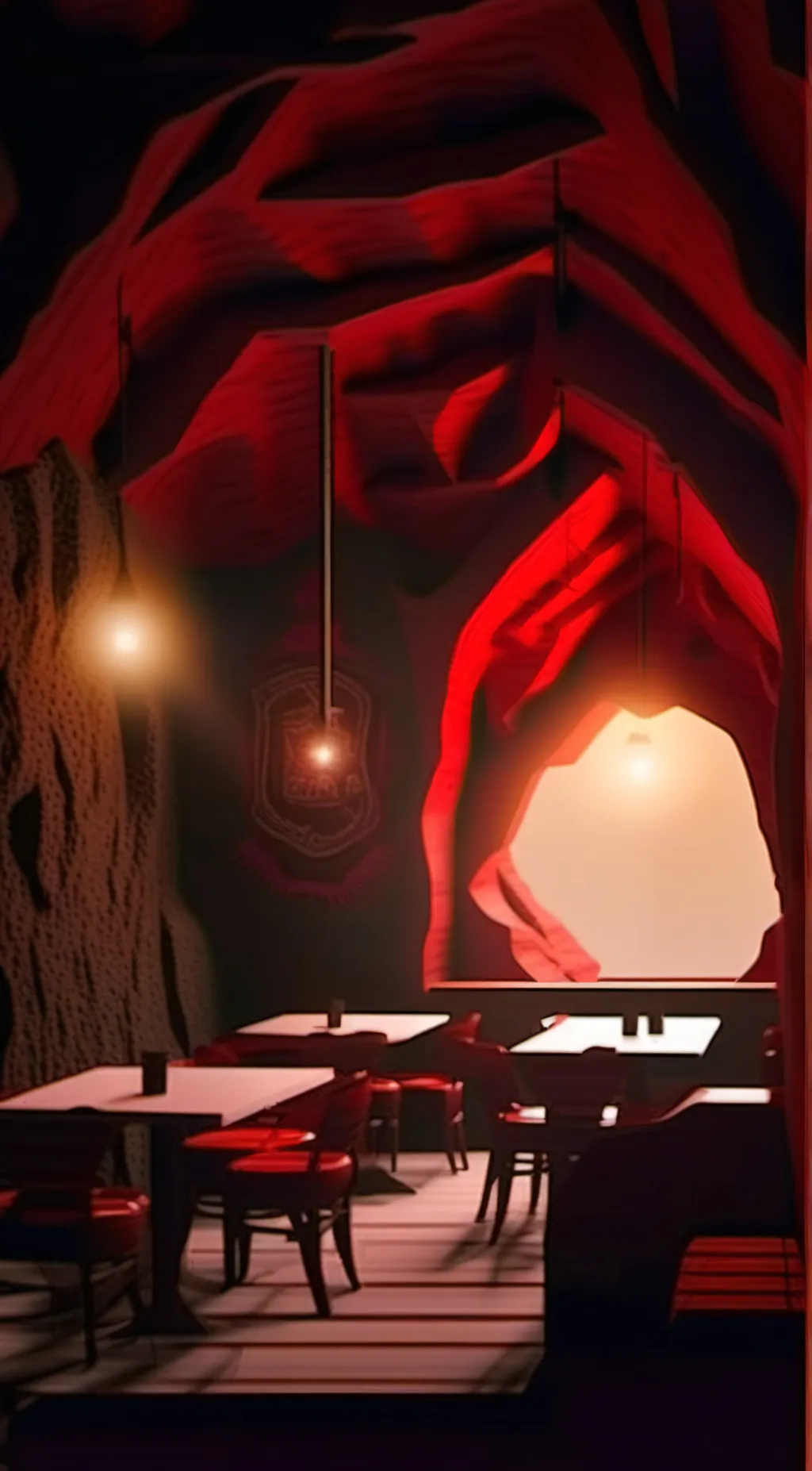 ai character: PACKGOD CAFE  background