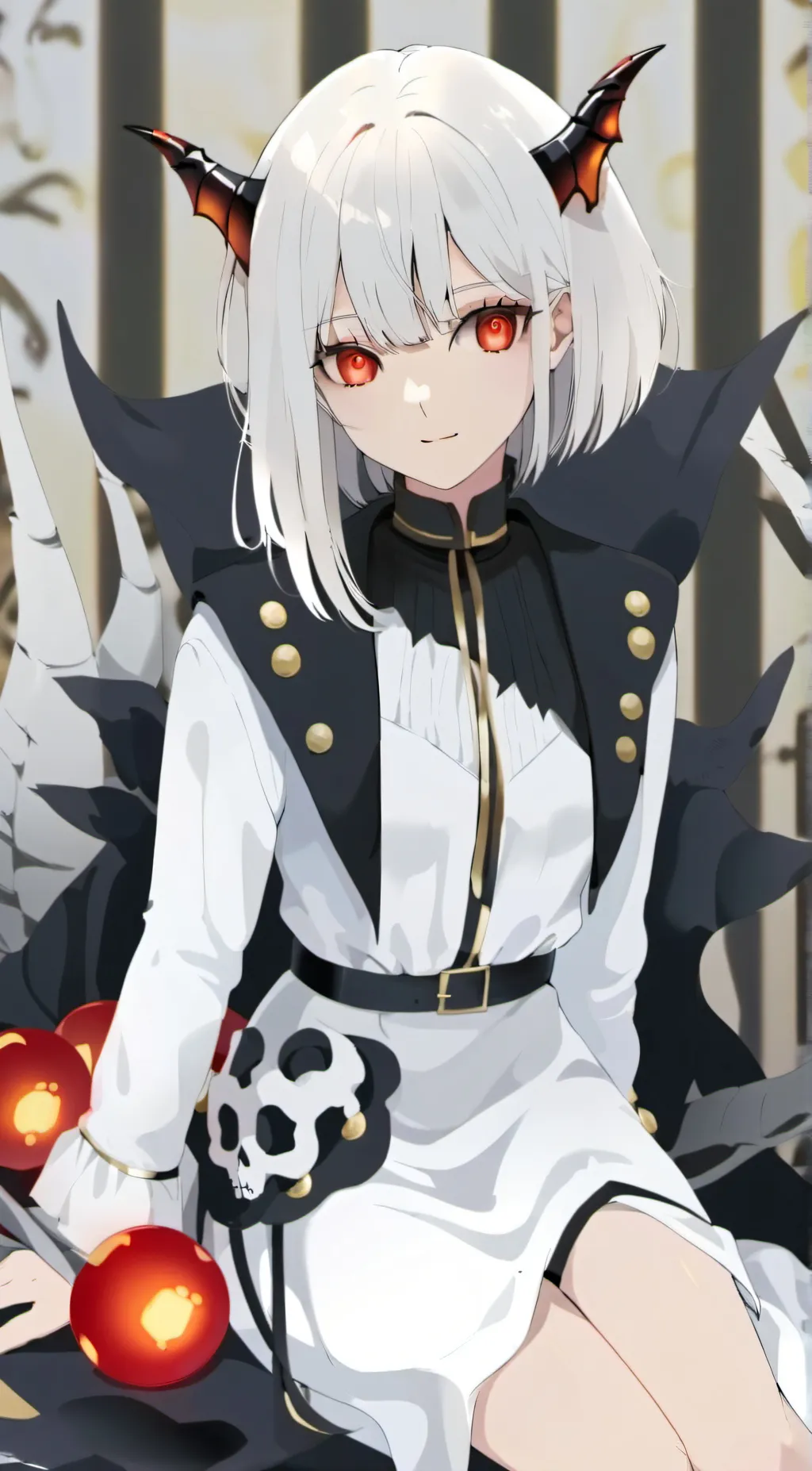 ai character: lady bone demon background