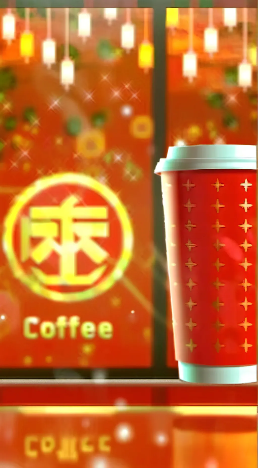 ai character: ice coffe background