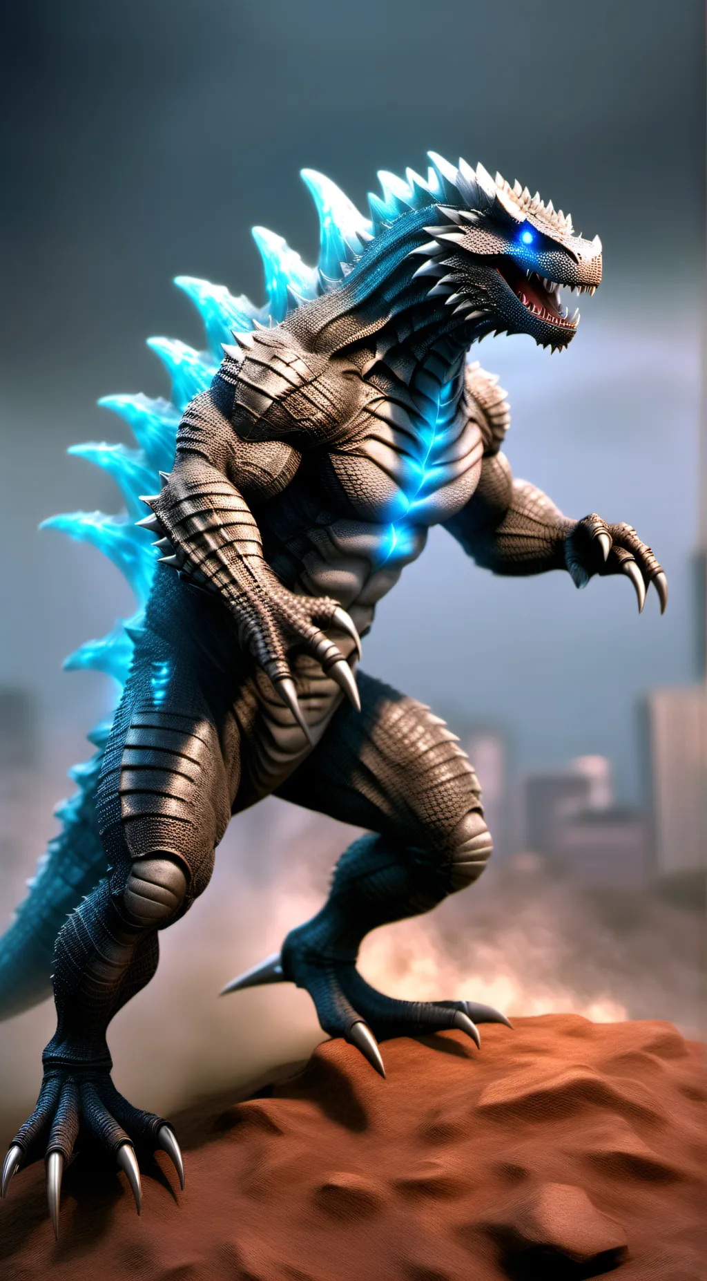 ai character: godzilla background