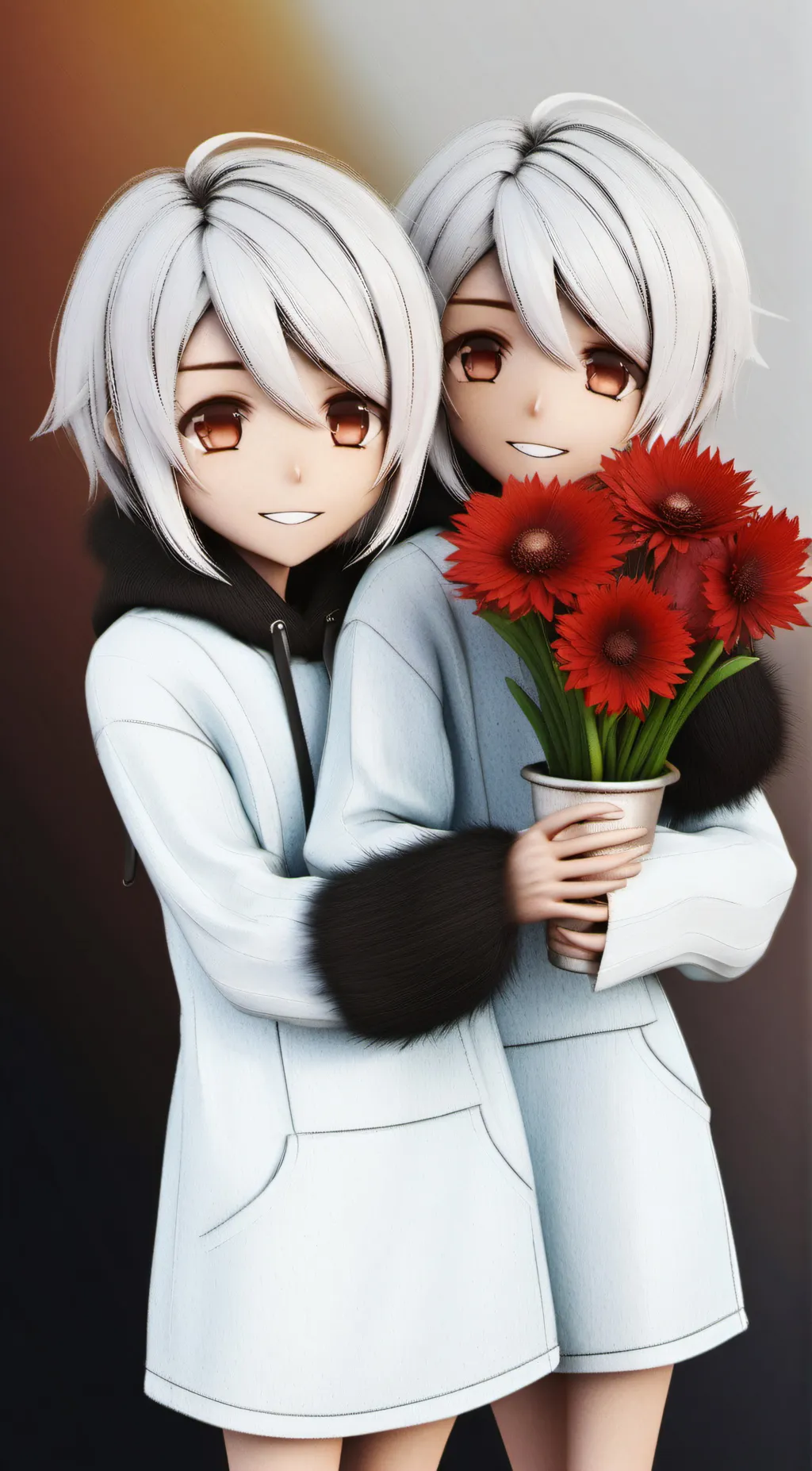 ai character: flower and piko  background