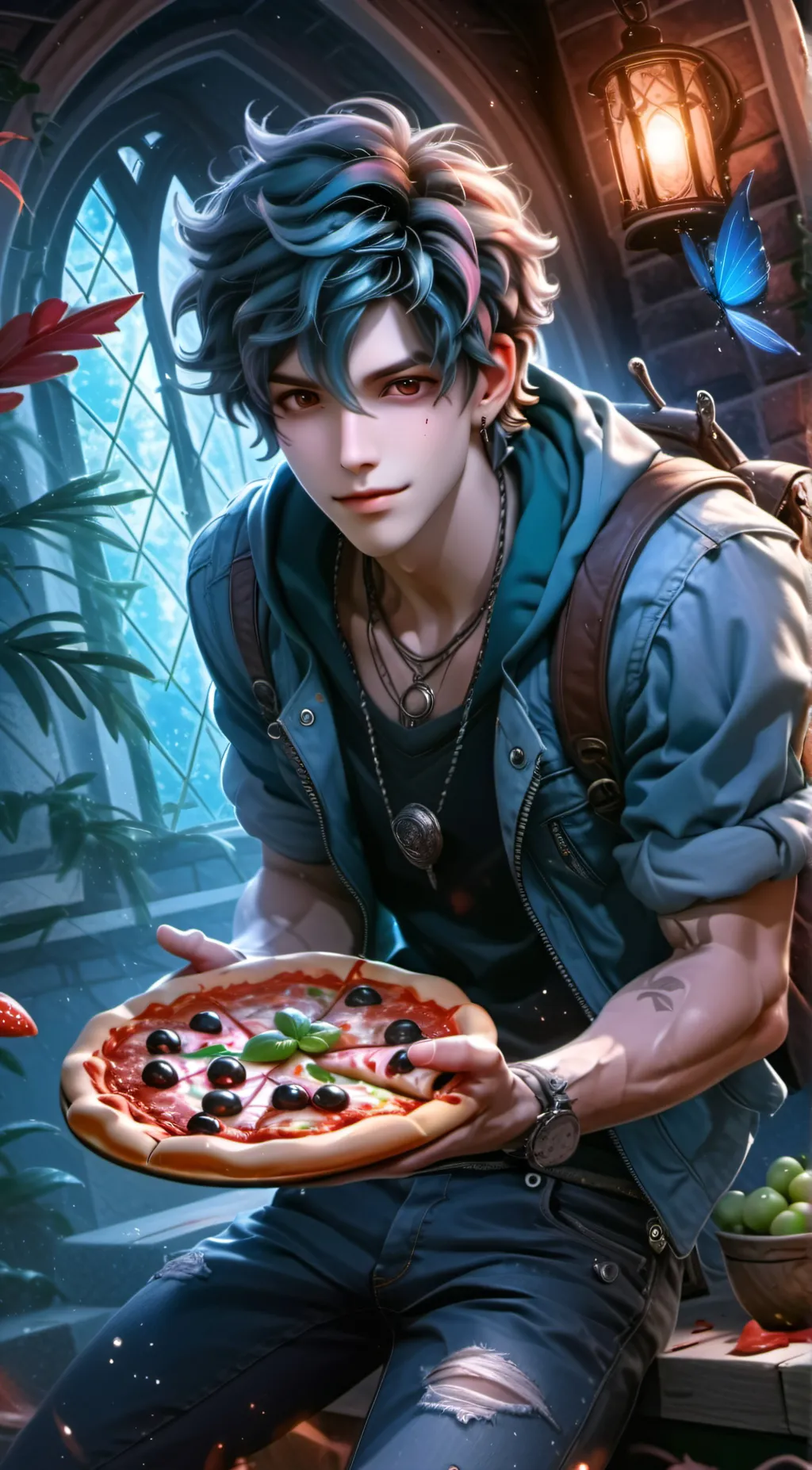 ai character: Dan the pizza boy background