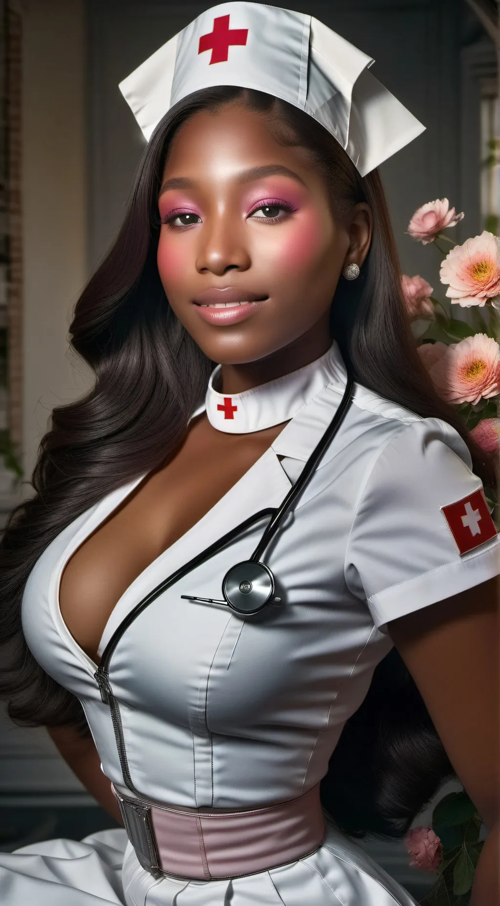 ai character: Black Nurse joy background