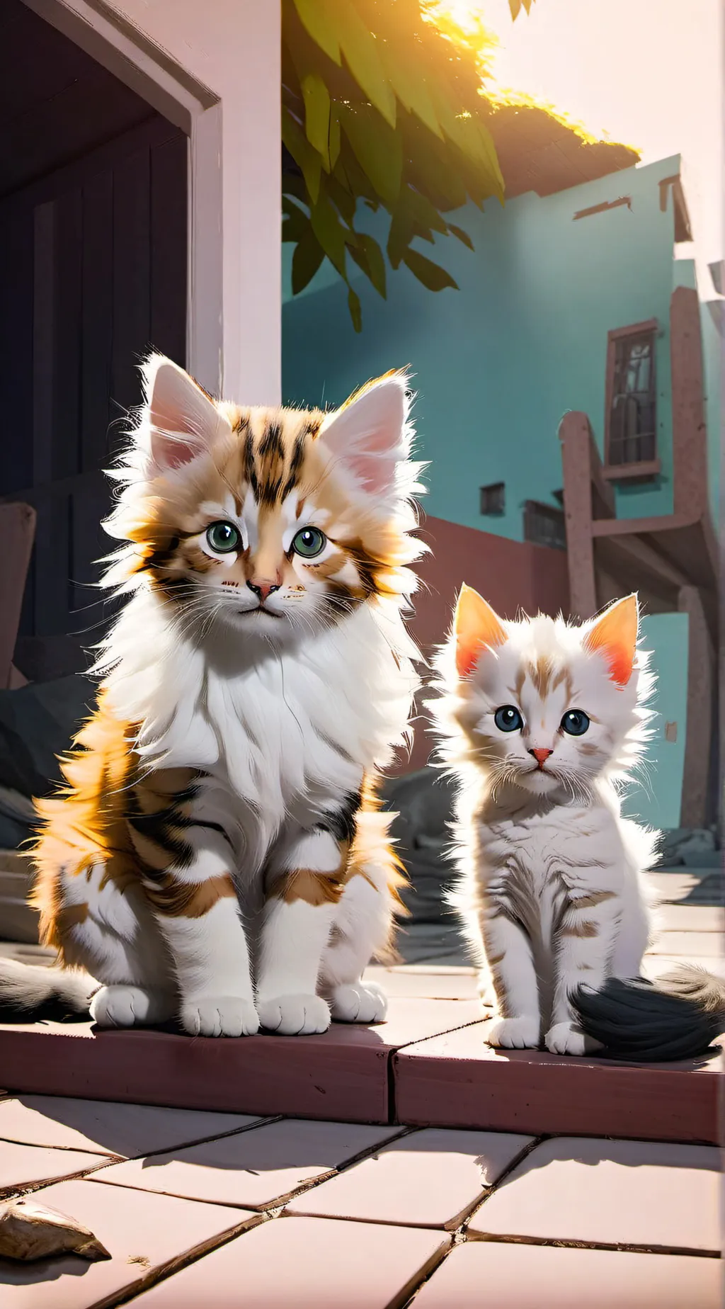 ai character: Kitten and a cat background