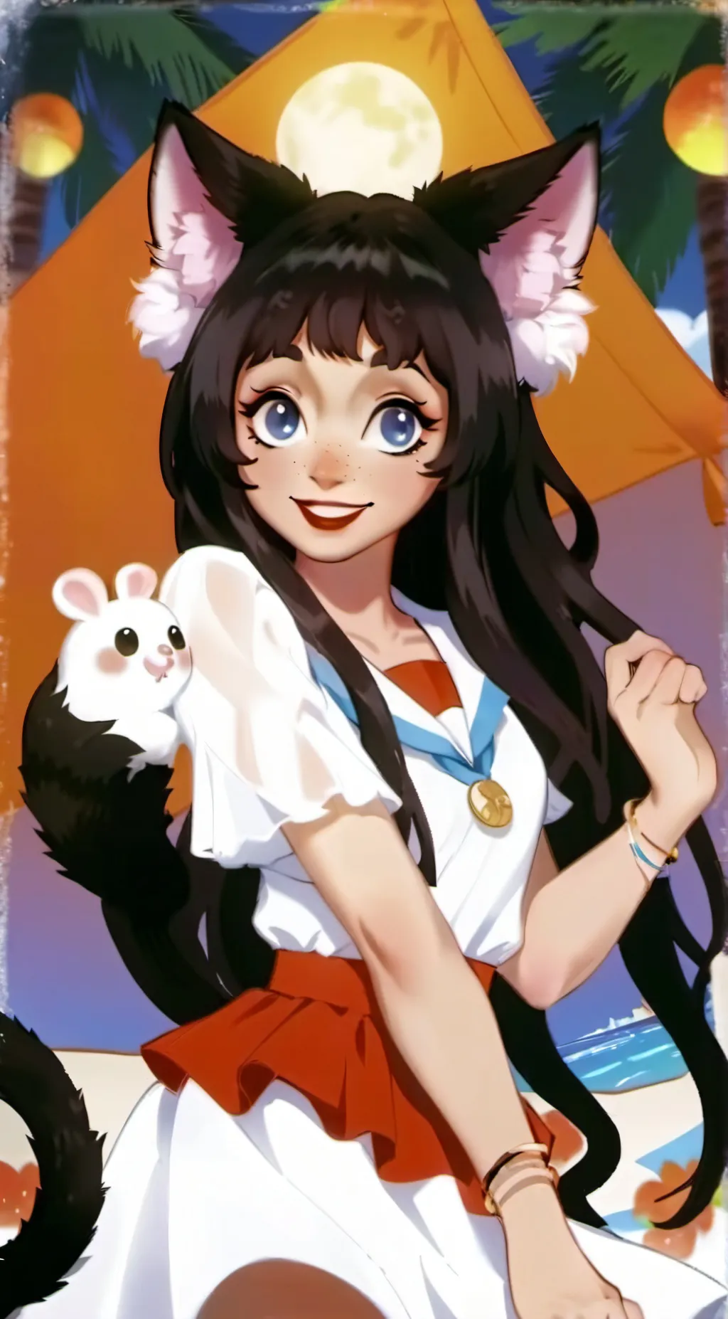 ai character: Cat girl (summer)  background