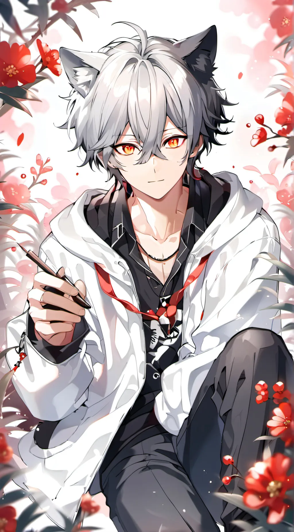 ai character: Haiiro Nekomata  background