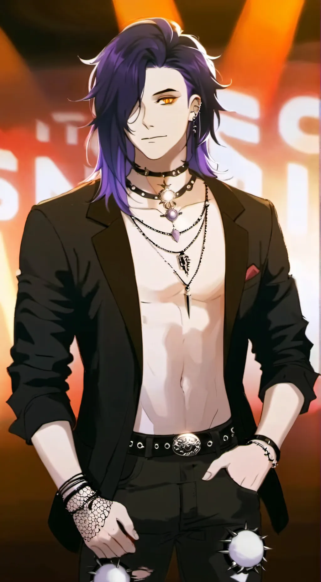 ai character: Human violet. background