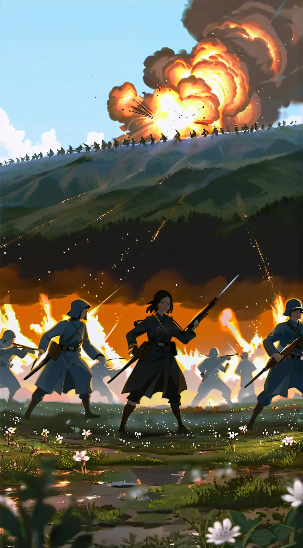 ai character: Catgirl war (US)  background