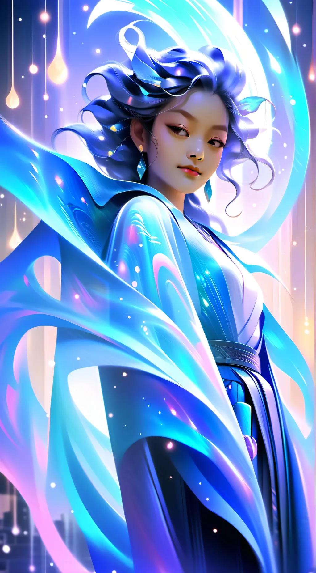 ai character: Water goddess Mia background