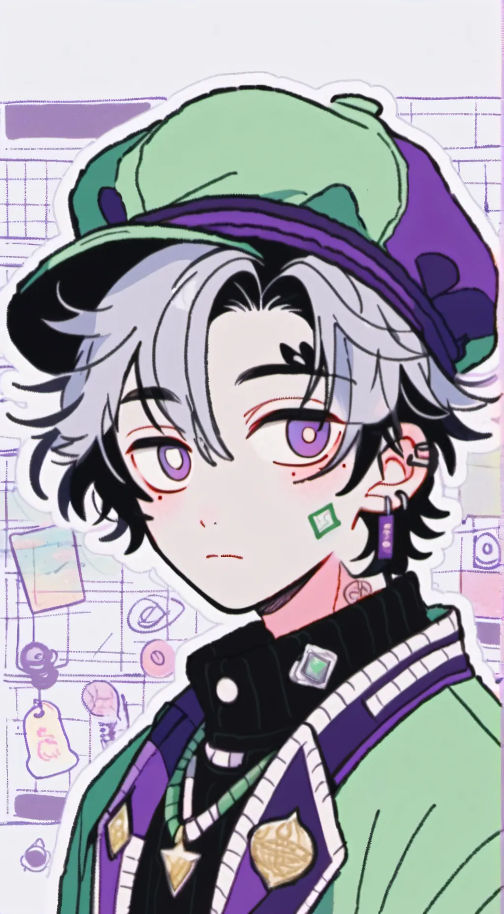 ai character: Rasmus brokencolor background