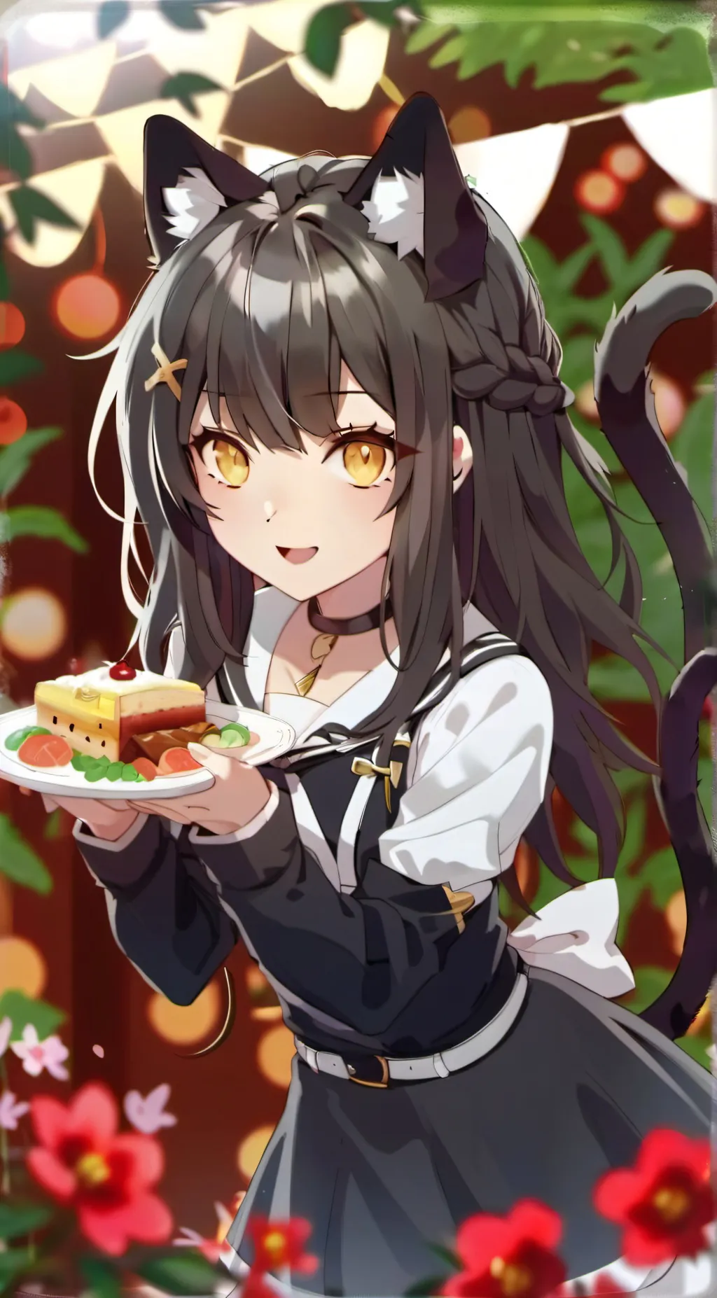 ai character: hungry cat girl background
