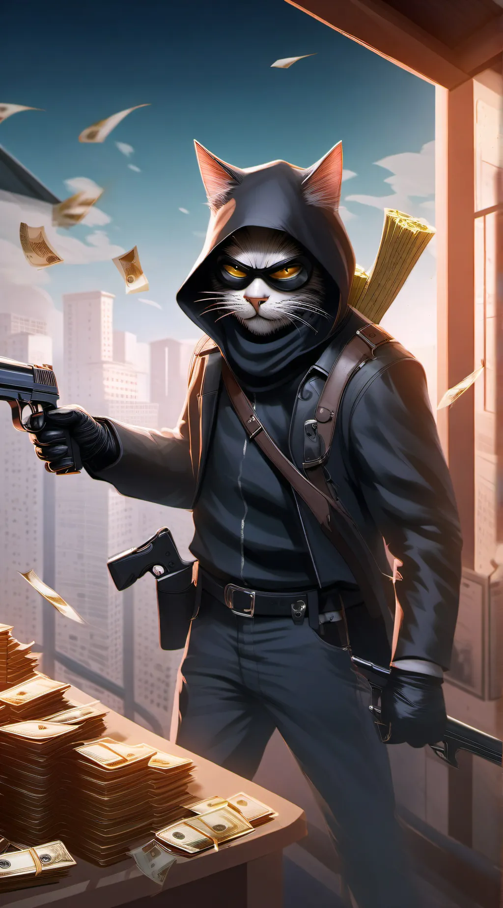 ai character: A cat burglar background