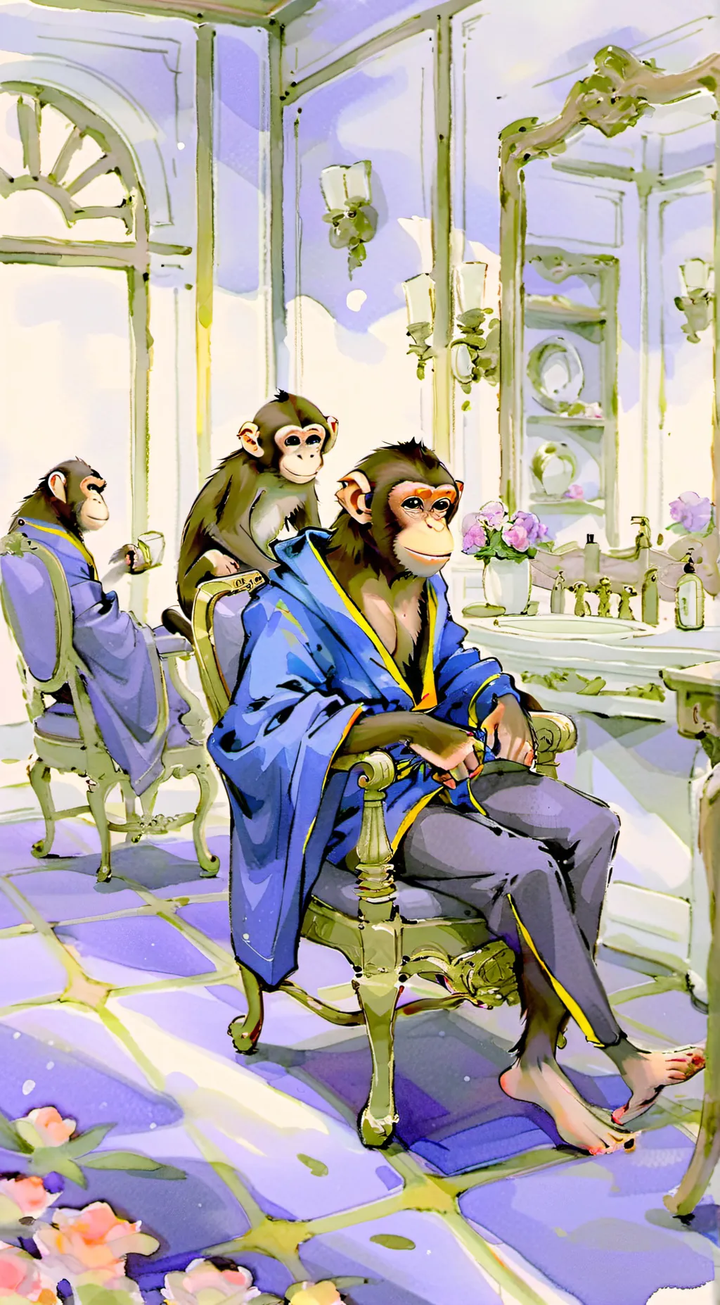 ai character: Monkey salon  background