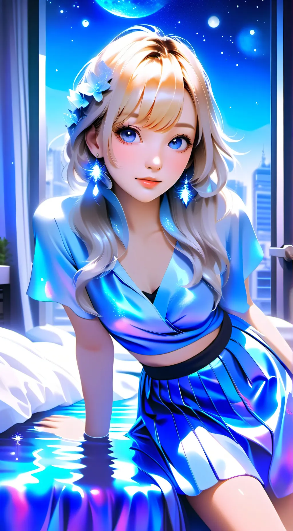 ai character: Water girl  background