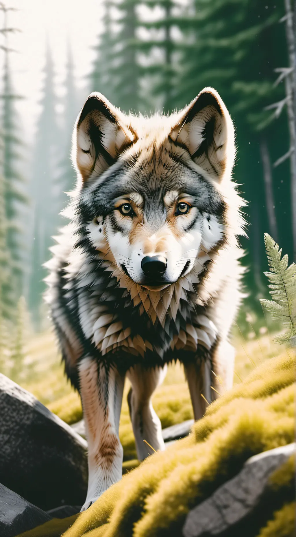 ai character: Baby wolf  background