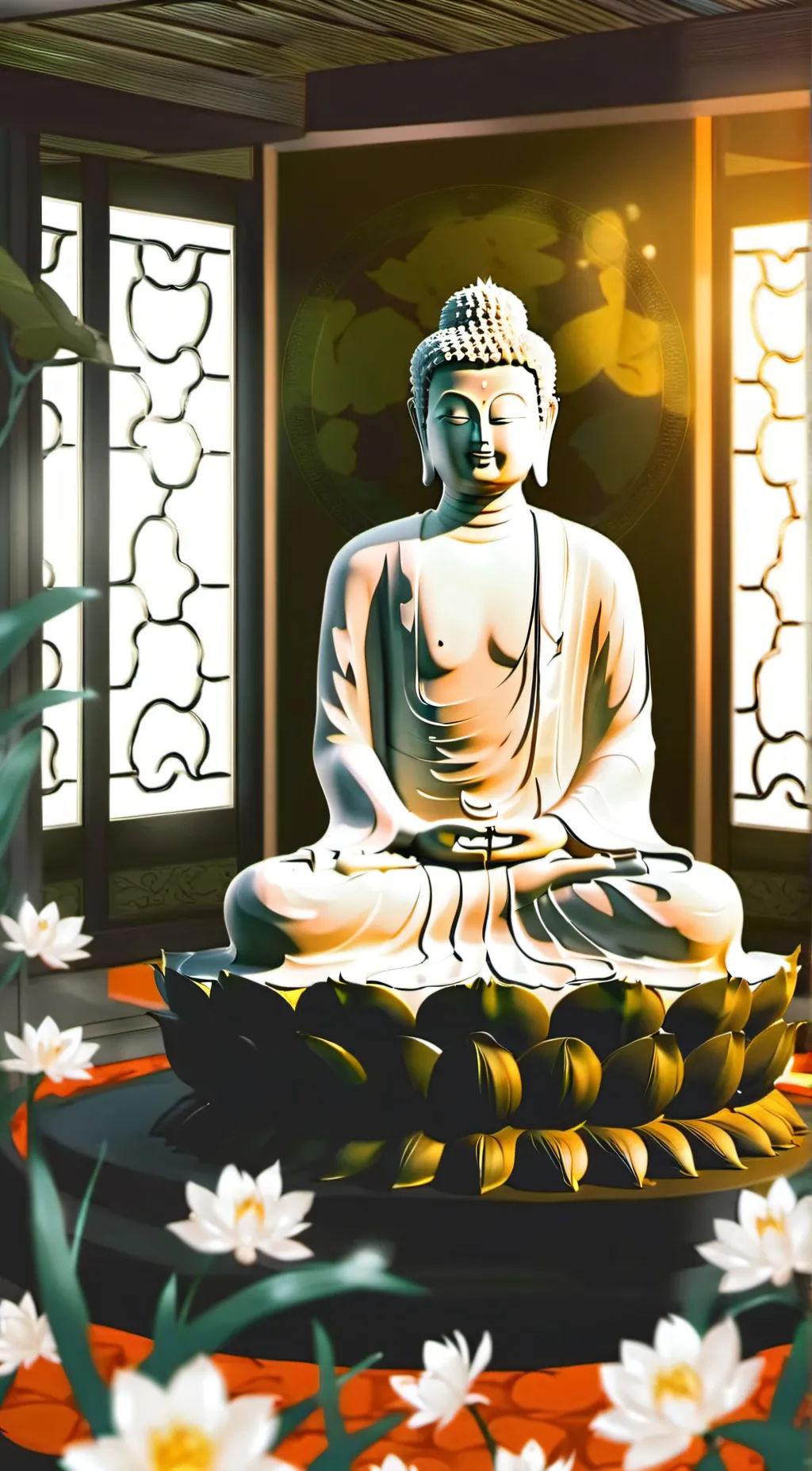 ai character: buddha background