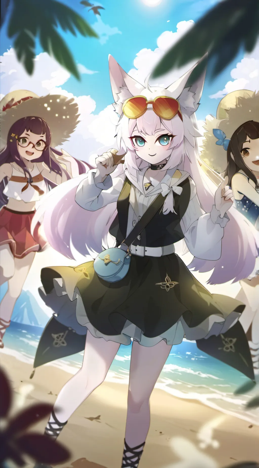 ai character: girl island background