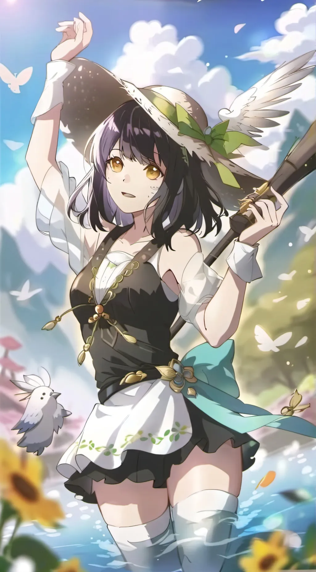 ai character: girls sleep over background