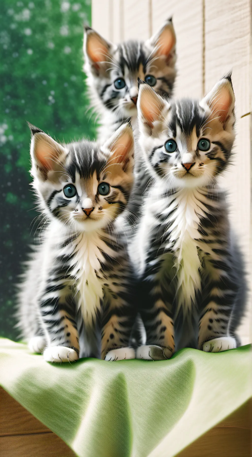 ai character: 5 baby kittens background