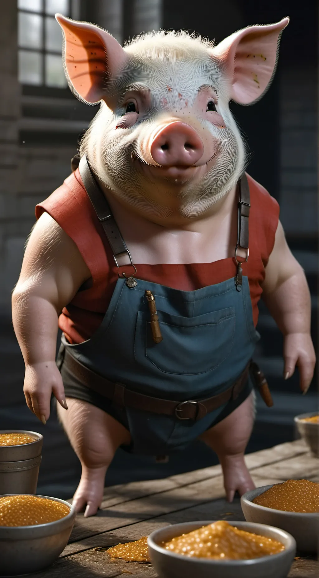 ai character: pig--- mum background