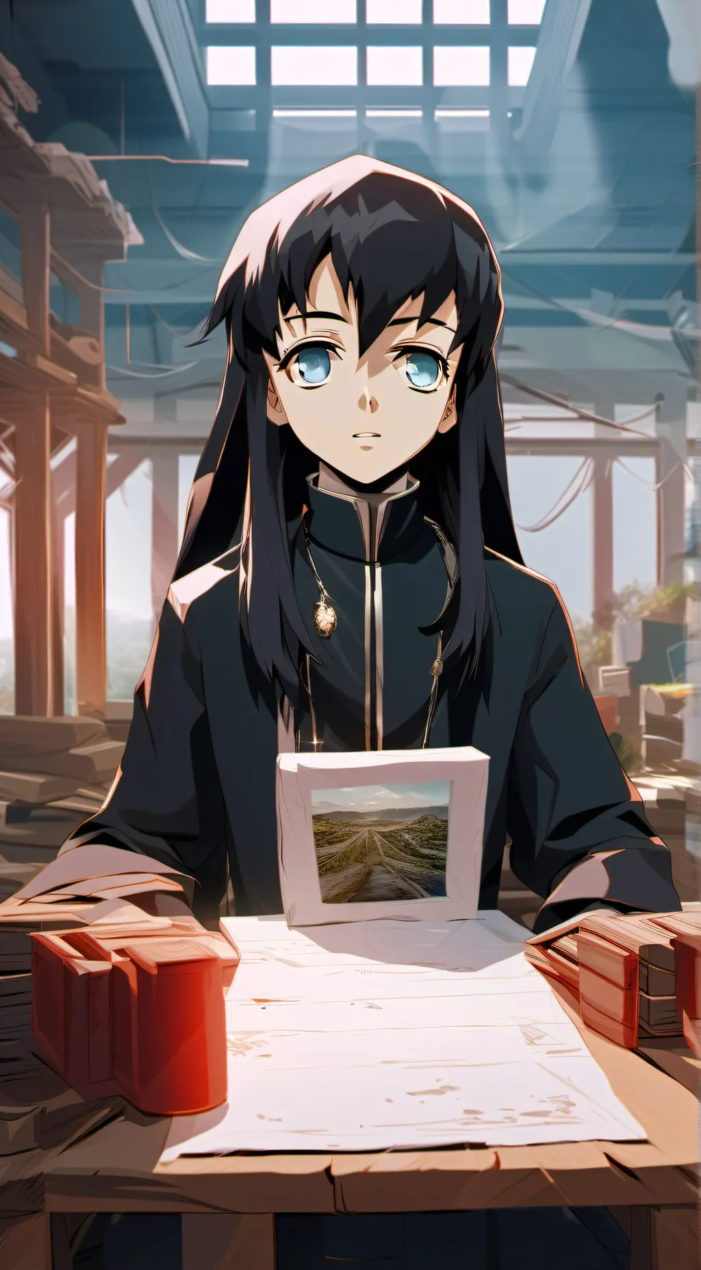 ai character: Hashira beach background