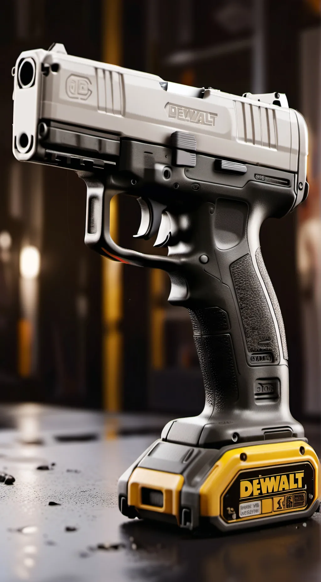 ai character: DeWalt handgun  background