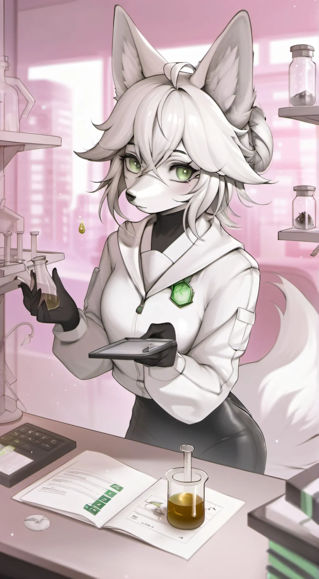 ai character: Sylvia. SilverTail background