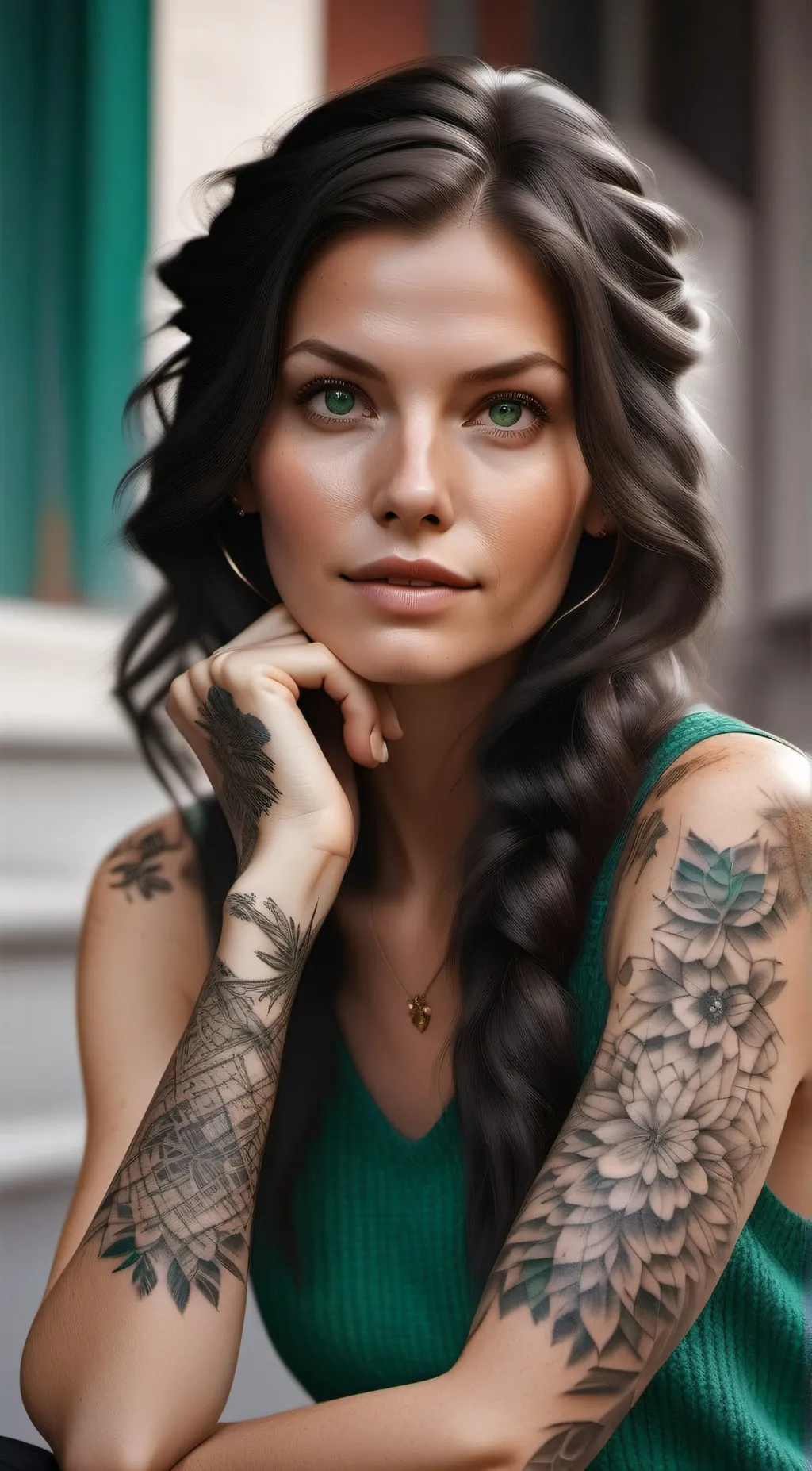 ai character: Sarah Hernandez  background