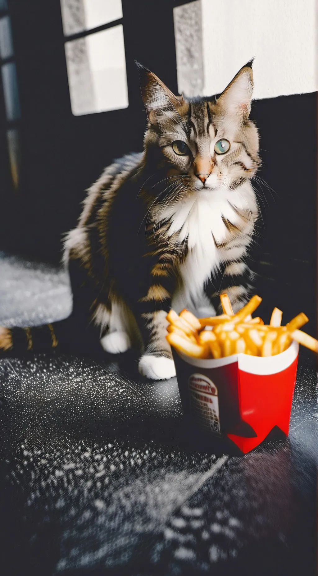 ai character: homeless cat background