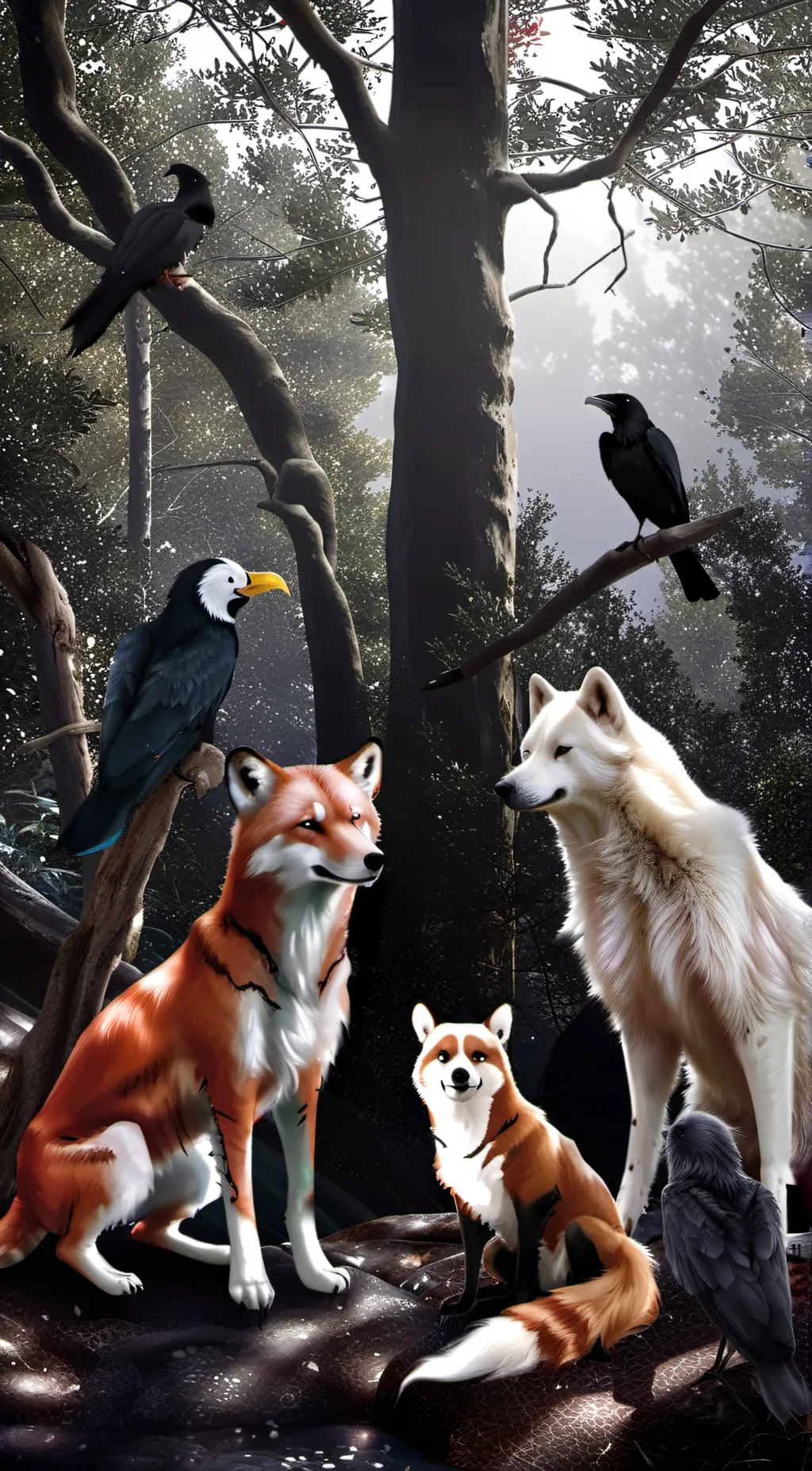 ai character: Smiling critters background