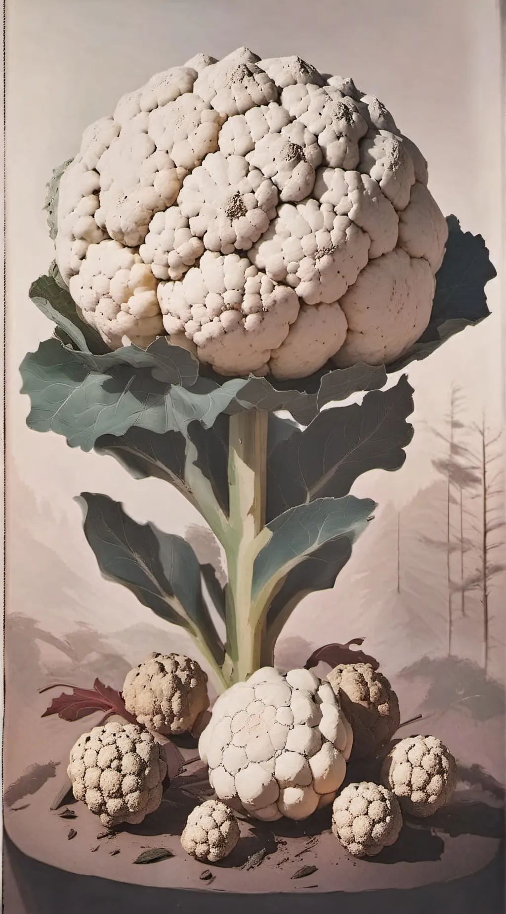 ai character: CAULIFLOWER background