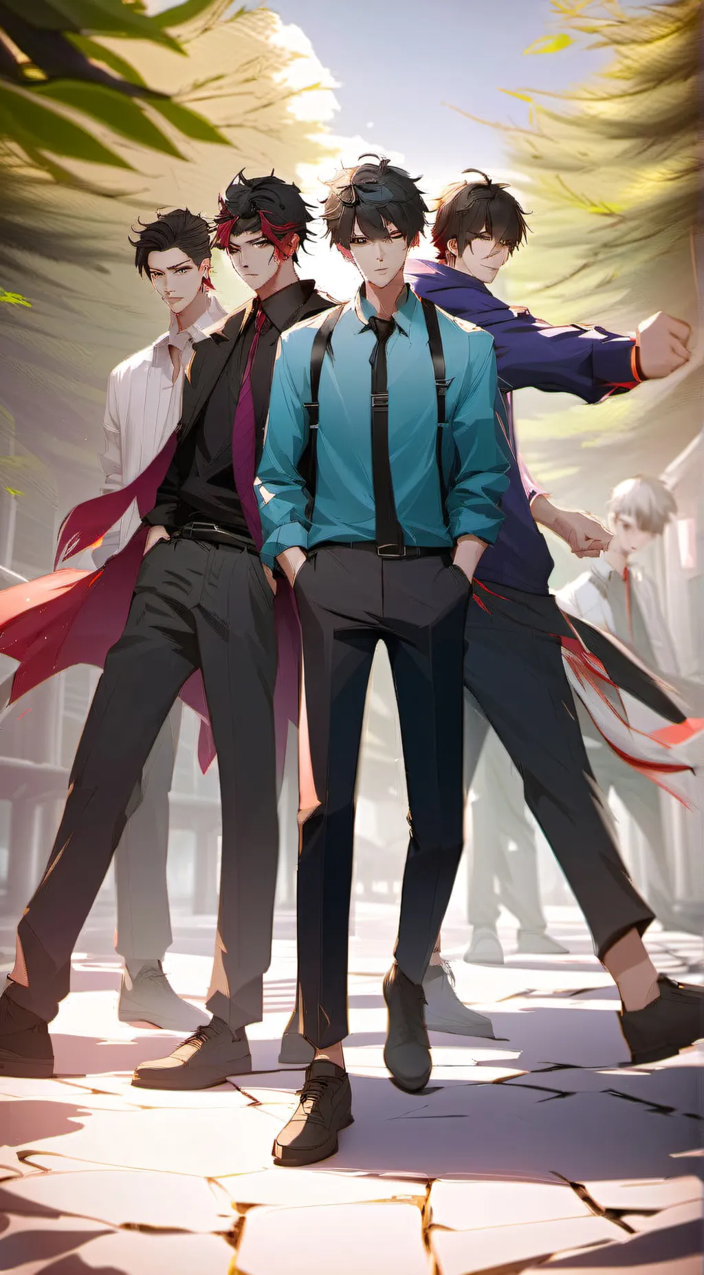 ai character: Boy is fighting  background