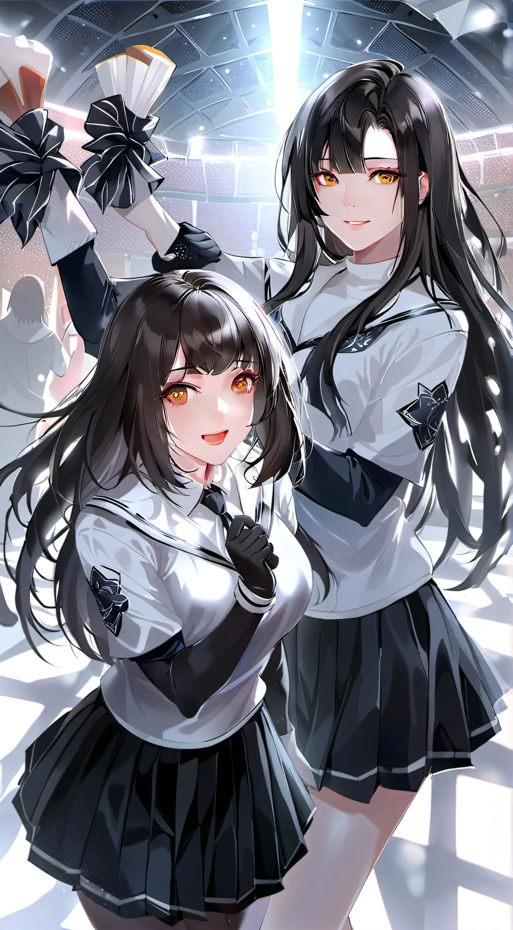 ai character: two cheerleaders background