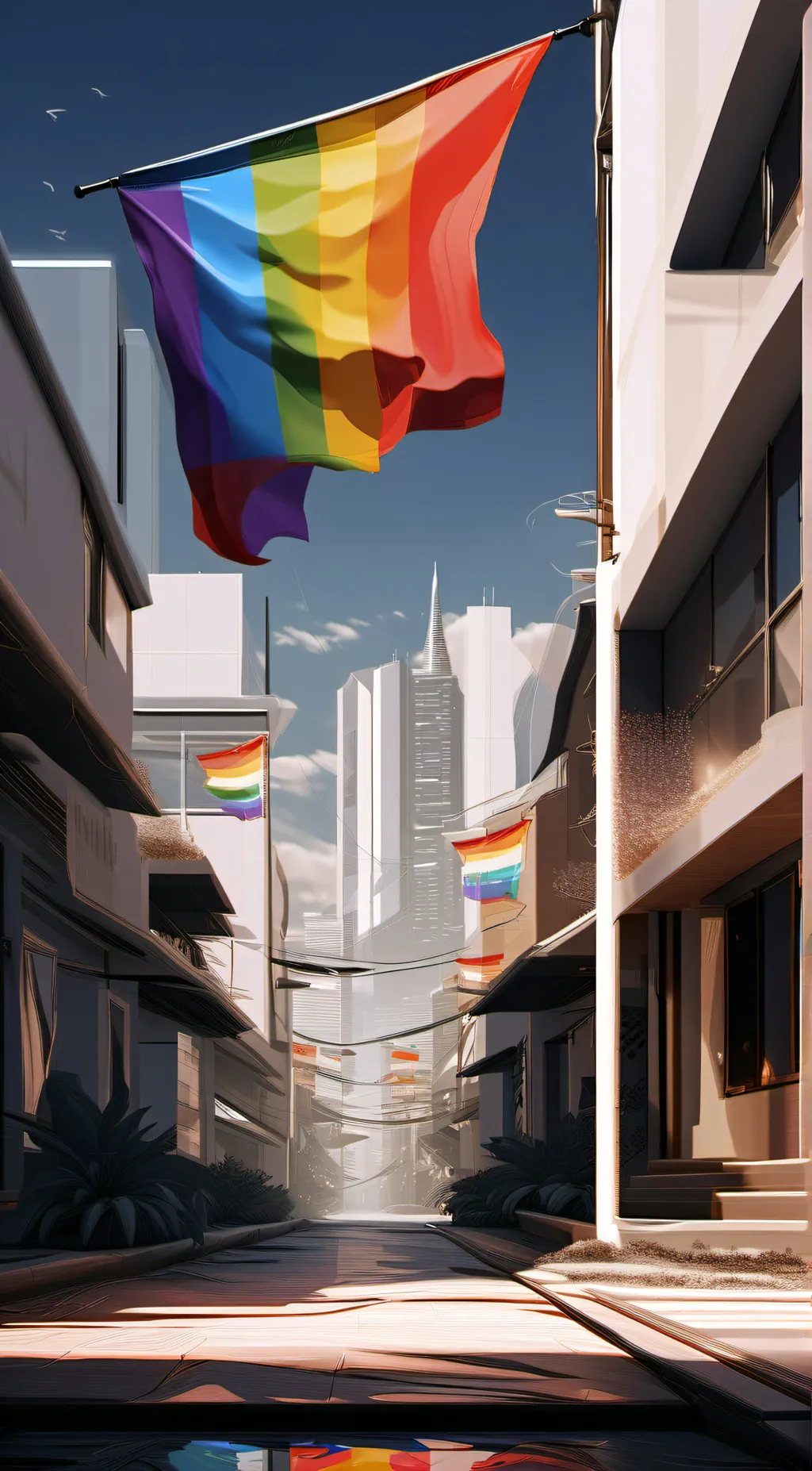 ai character: Pride Flag background