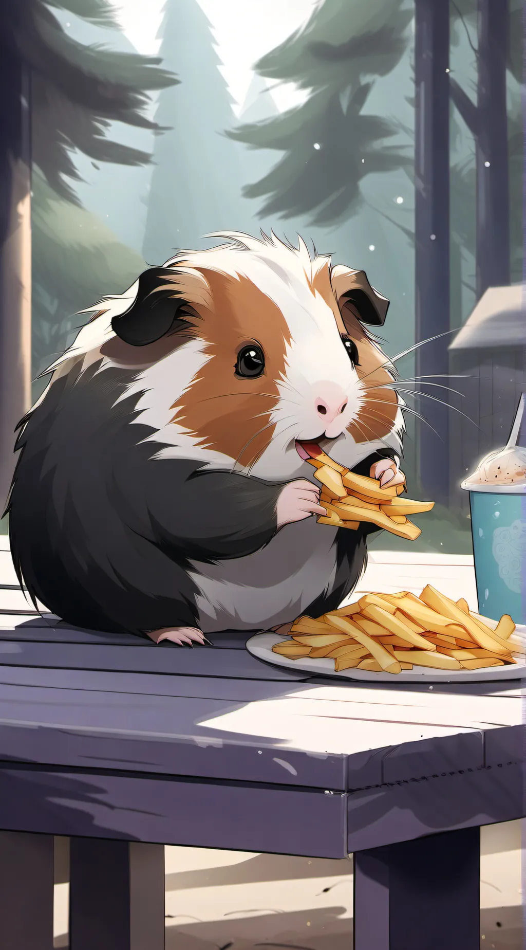 ai character: cute guinea pig  background