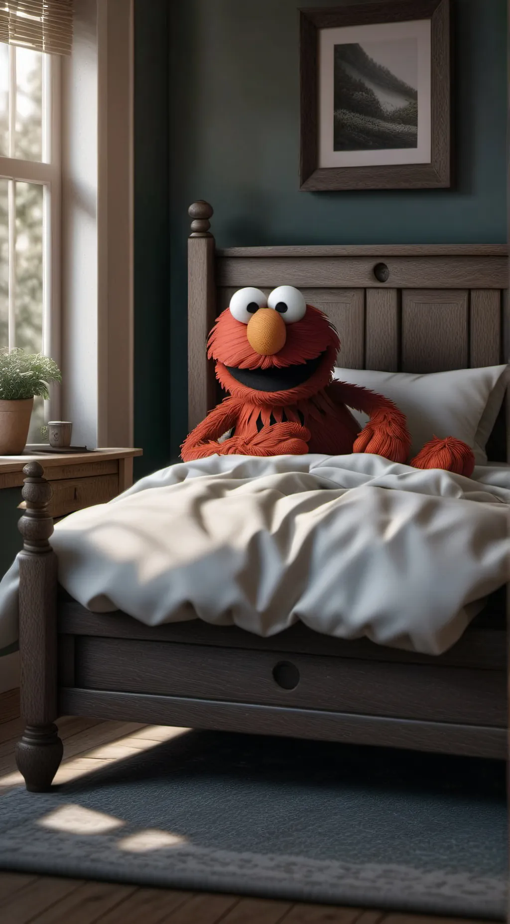 ai character: Elmo  background