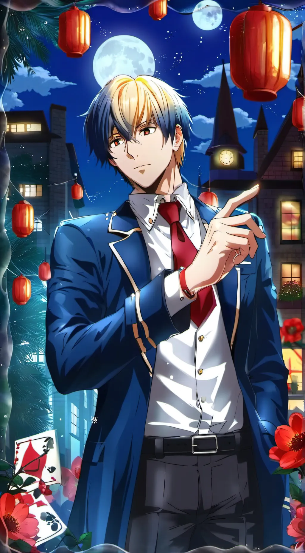 ai character: Muscled and magic background