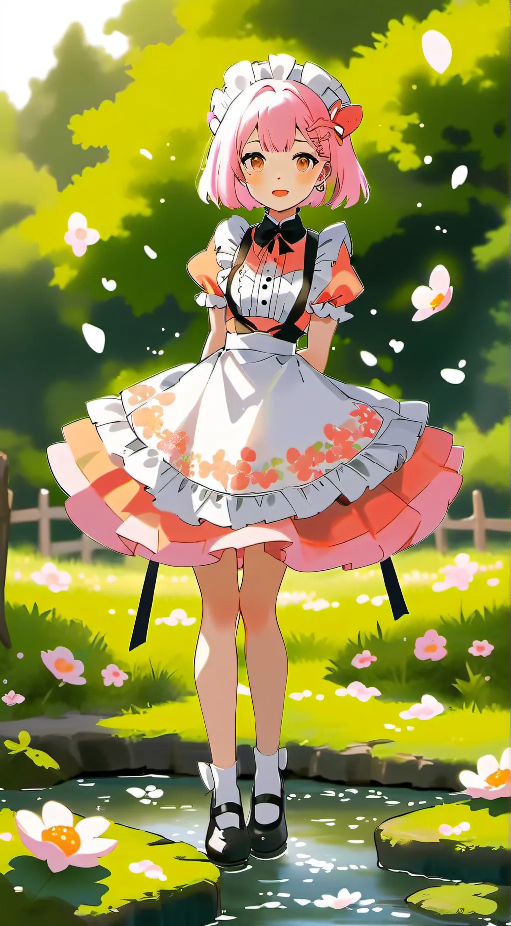 ai character: pink maid latex background