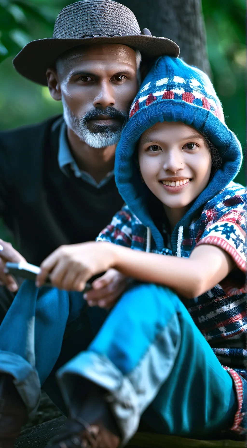 ai character: Homeless girl boy background