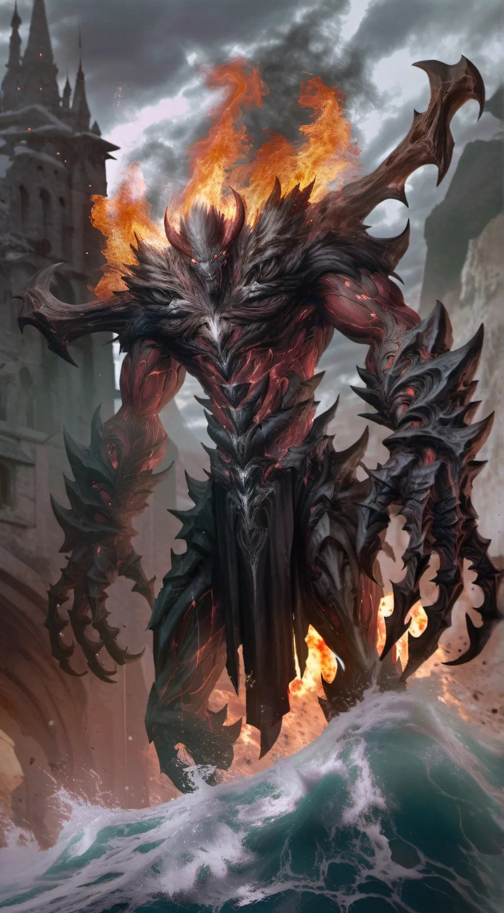 ai character: fire titan background